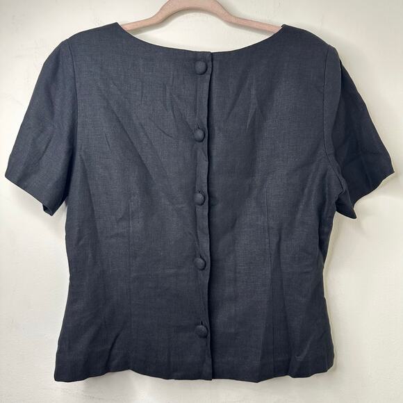 Sz 14 Vtg Positive Attitude Linen Blend Embroidered Floral Top Cottagecore Boho - Picture 4 of 6